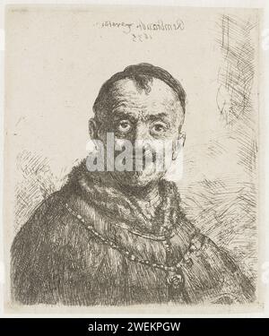 The First Oriental Head, Rembrandt van Rijn, After Jan Lievens, 1635 print   paper counterproof / etching / drypoint Stock Photo
