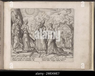 Moses' authority disputed by Mirjam and Aaron, 1643 print Aaron and ...