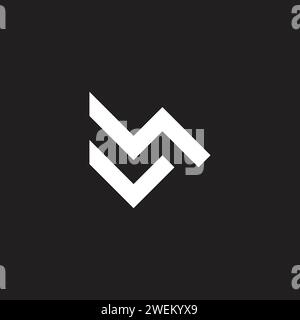 letter ml mv simple geometric line logo vector Stock Vector