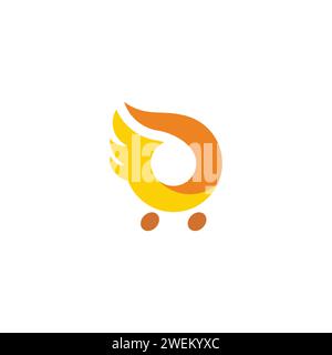 chick bird shopping cart logo vector Stock Vector