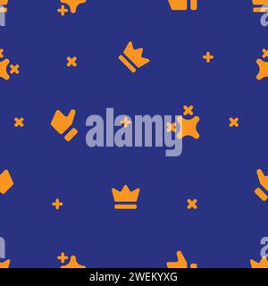gold king crown plus like social media seamless background vector Stock Vector