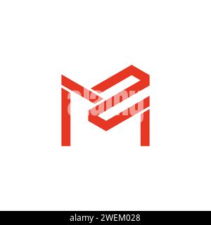 letter mz simple geometric stripes line logo vector Stock Vector