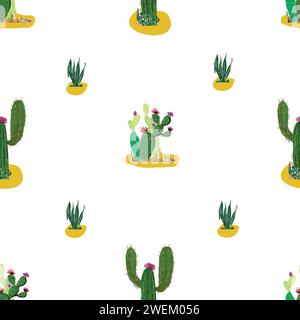 cactus desert paint colorful seamless pattern vector Stock Vector