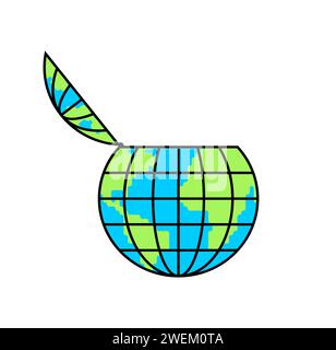 Open earth. Globe model of the globe isolated. Layout of planet earth. Stock Vector