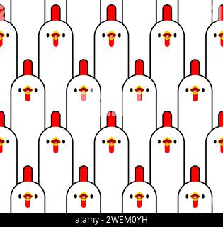 Chickens pattern seamless. Chicken background. White Hen texture Stock Vector