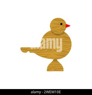 Whistle bird wooden isolated. Children's toy made of wood Stock Vector