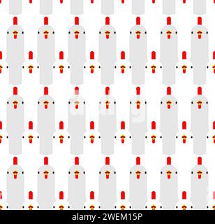 Chickens pattern seamless. Chicken background. White Hen texture Stock Vector
