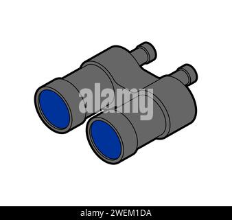 Binoculars isolated. optical instrument with lens for each eye Stock Vector
