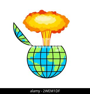 Explosion from planet earth. Globe model of the globe isolated. Layout of planet earth. Stock Vector