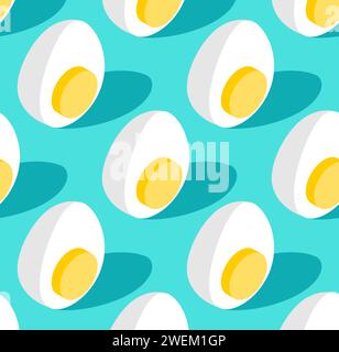 Half boiled egg pattern seamless. Egg yolk and white background. Ornament of kids fabric Stock Vector