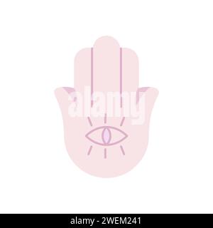 Yoga Hand, Hamsa, Evil Eye , cartoon style isolated symbol on white background Stock Vector