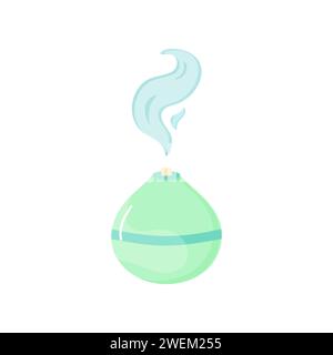 green aroma lamp, humidifier , cartoon style isolated on white background Stock Vector