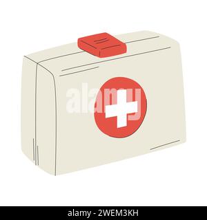 First aid kit. A flat vector illustration isolated on a white background Stock Vector