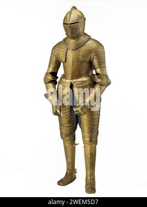 Gilt armour, Field armour of King Charles I, Dutch 1612-13, possibly made by Charles Dartene. Originally for Henry Prince of Wales. Stock Photo