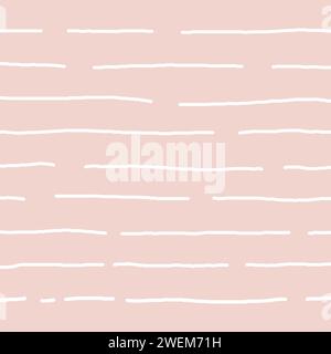 beige, pink, pale, white background with brush texture effect, weave plaid style fine broken lines. Irregular check repeat pattern. Square diagonal sh Stock Vector