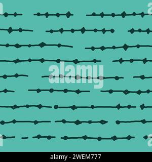 green, black background with brush texture effect, weave plaid style fine broken lines. Irregular check repeat pattern. Square diagonal shape, grunge Stock Vector