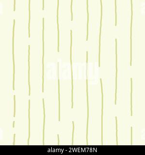 beige, green, pale background with brush texture effect, weave plaid style fine broken lines. Irregular check repeat pattern. Square diagonal shape, g Stock Vector