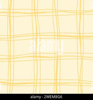 Hand Drawn Irregular Geometric Pattern with doodle freehand grid. Unique beige, yellow brush shapes and borders. y2k grunge Simple Design Element, Vec Stock Vector