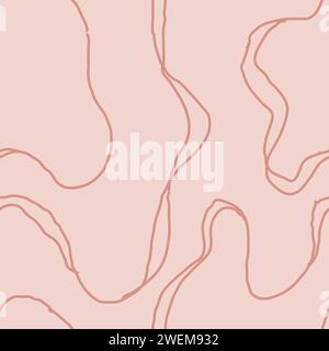 Wavy Seamless Trippy Pattern. Seamless pattern of colorful abstract squiggles print, scribble spiral and wavy lines. retro 80s style. Chaotic ink brus Stock Vector