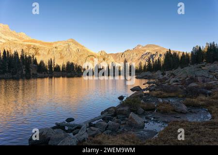 Evening view at Gore Lake in the Eagles Nest Wilderness, Colorado Stock Photo