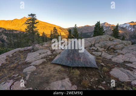 Ultralight camping with a view in the Eagles Nest Wilderness, Colorado Stock Photo