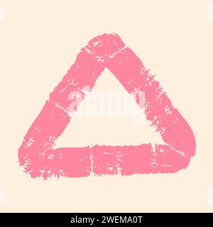 Brush drawn thick doodle pink triangle. black grunge banner for your design. Abstract painted background template. Crayon ink splatter and artistic de Stock Vector