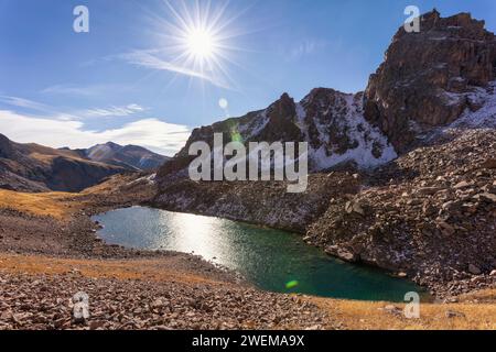 Snow Lake in the Eagles Nest Wilderness, Colorado Stock Photo