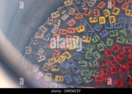 Berlin, Germany. 17th Jan, 2024. Eggs and sperm are stored in a liquid nitrogen tank at the Fertility Center Berlin on Spandauer Damm. The numbers are used for matching. Credit: Jens Kalaene/dpa/Alamy Live News Stock Photo