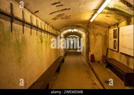 Helgolands Bunker Helgolands Unterwelt hatte bis 1945 eine Länge von fast 14 Kilometer erreicht. Diese Bunker und Versorgungsanlagen sind bis auf wenige Teile während der Bombardierungen im Zweiten Weltkrieg und den Sprengungen bis 1952 zerstört worden. Lediglich der Zivilschutzbunker Oberland aus der Zeit von 1940/1941 konnte bisher im Rahmen von Führungen besichtigt werden. Helgoland ist eine Insel im Bereich der Deutschen Bucht der Nordsee. Die ursprünglich größere Insel zerbrach in der Neujahrsflut 1721 seitdem existiert die als Düne bezeichnete Nebeninsel. Berlin Berlin Deutschland *** He Stock Photo