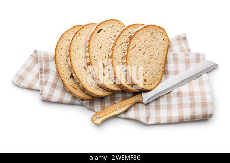 Slices of fresh bread isolated on the white background. Stock Photo