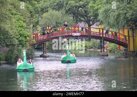 naval battle at peasholm park scarborough north yorkshire united kingdom Stock Photo