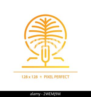 Dubai artificial palm-shaped island gradient linear vector icon Stock Vector