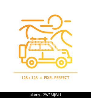 Safari jeep tour gradient linear vector icon Stock Vector