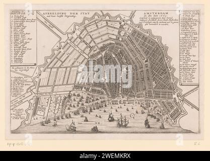 Map of Amsterdam in the year 1665 after the fourth explanation, Image ...