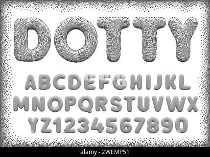 Stipple 3d Alphabet on a white background. Stock Vector
