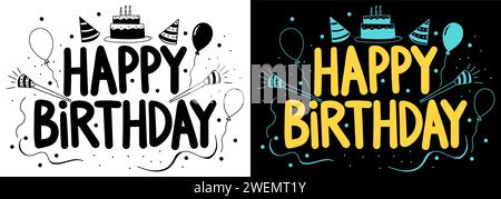 Happy Birthday typography text vector illustration Stock Vector