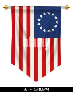 Betsy Ross flag is an early design of the flag of the United States Stock Vector