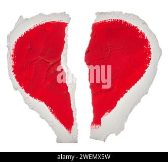 Paper heart ripped in half Stock Photo - Alamy