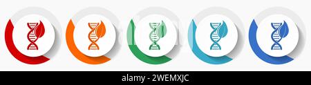 GMO vector icon set, flat icons for logo design, webdesign and mobile applications, colorful round buttons Stock Vector
