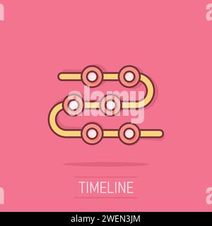 Timeline icon in comic style. Progress cartoon vector illustration on isolated background. Diagram splash effect business concept. Stock Vector