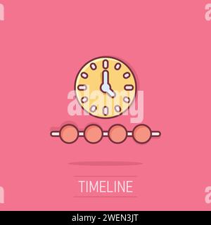 Timeline icon in comic style. Progress cartoon vector illustration on isolated background. Diagram splash effect business concept. Stock Vector