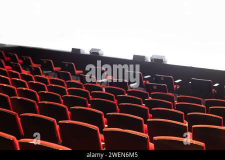 empty theater seats with white background Stock Photo