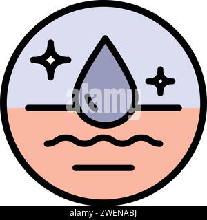 Moisture color icon, vector pictogram of moisturizing cream. Skin Layer Absorb Water Drop, Anti Dry Skincare Symbol Collection. Skin Moisturizing Face Stock Vector
