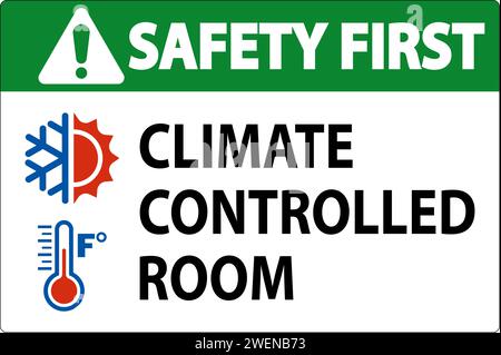 Door Safety First Sign, Keep Doors Closed, Climate Controlled Room Stock Vector