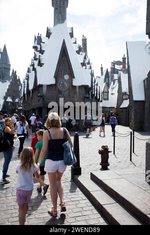 The entrance to The Wizarding World of Harry Potter in Disney California, USA. Stock Photo