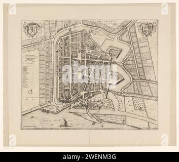 Map of Schoonhoven, Julius Milheuser, c. 1700 - 1728 print Map in a ...