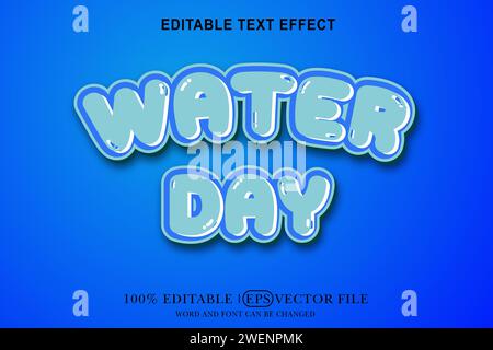 World water day 3d Text Effect Editable 3D Style eps vector Stock Vector