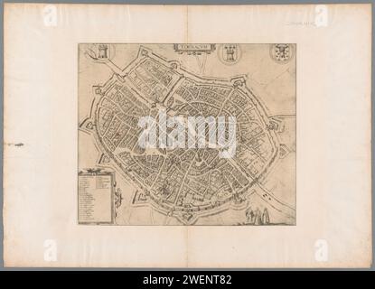 Map of Tournai, Frans Hogenberg, 1588 print Cologne paper etching maps ...