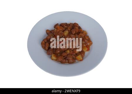 Red mullet stew, traditional Turkish appetizer, isolated on white background Stock Photo