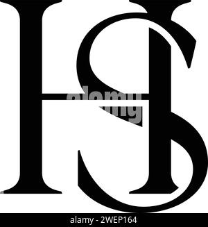 HS Artistic Letter Logo Design with Creative Serif Font in Black and ...